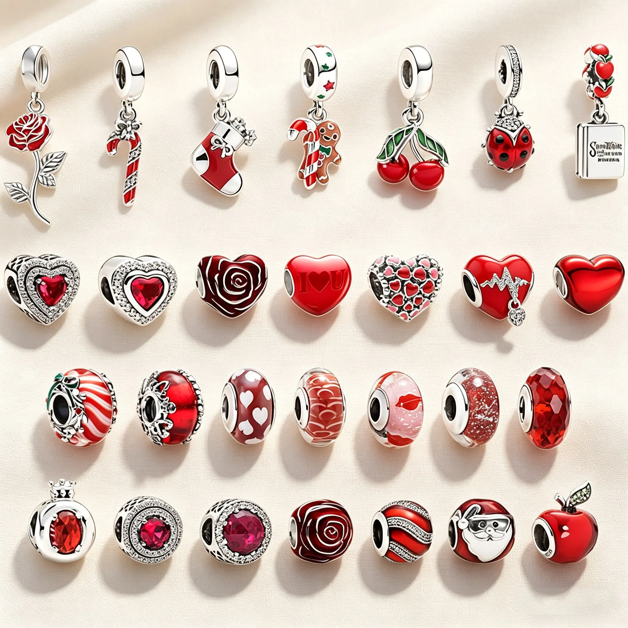Red Series Flower Heart Charm Beads Pendant fit Original Snake Silver Bracelet Necklace Beads for Diy Jewelry Women Gift
Red Series Flower Heart Charm Beads Pendant fit Original Snake Silver Bracelet Necklace Beads for Diy Jewelry Women Gift