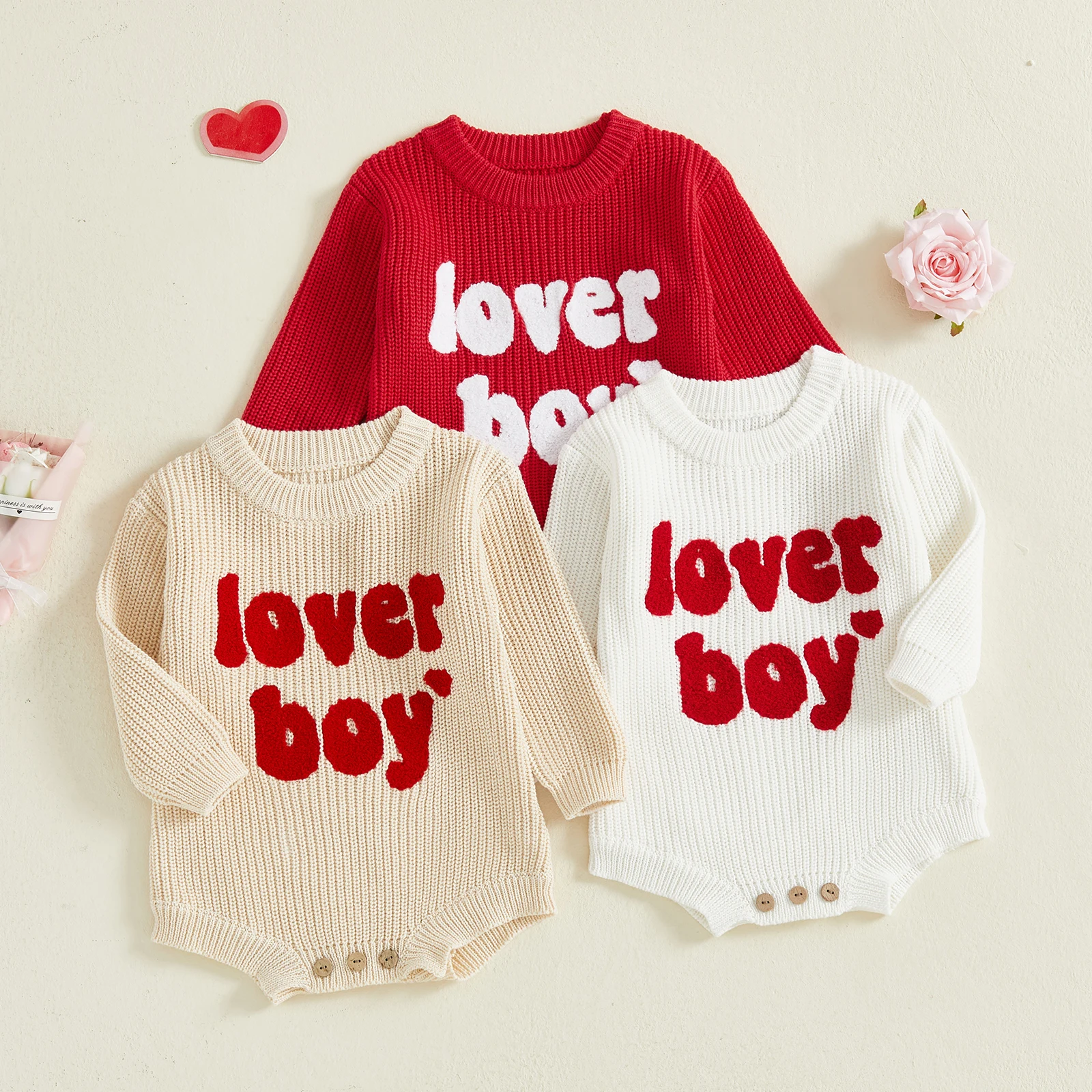 Suefunskry Baby Boy Girl Knit Sweater Romper Loose Fit Letter Embroidery Crew Neck Long Sleeve Infant Jumpsuit for Fall/Winter
Suefunskry Baby Boy Girl Knit Sweater Romper Loose Fit Letter Embroidery Crew Neck Long Sleeve Infant Jumpsuit for Fall/Winter