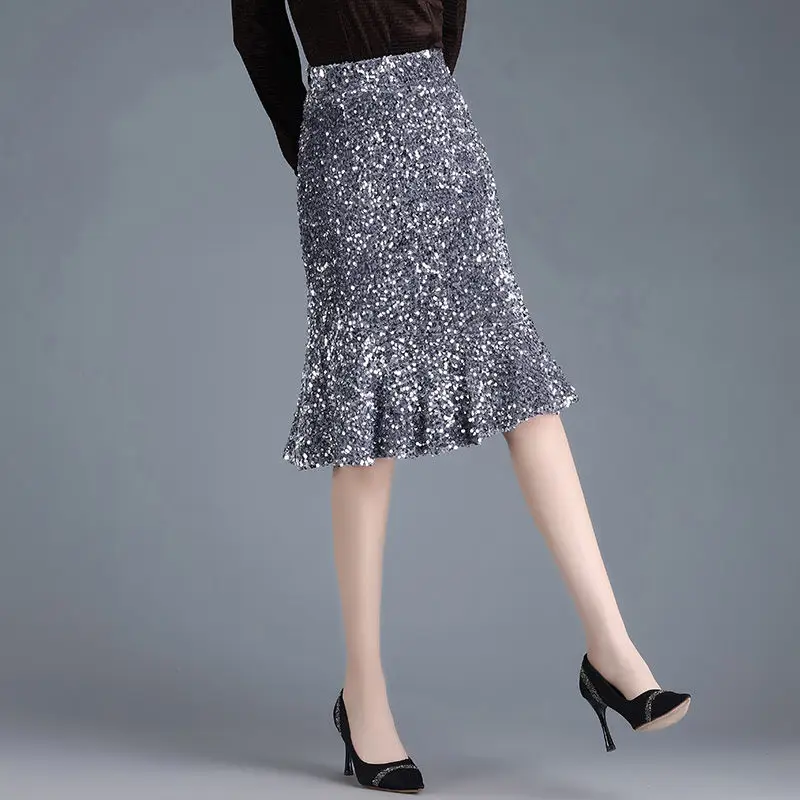 Women Clothing 2024 Spring/summer Sparkly Sequin Velvet Skirt High-waisted Slimming Mid-length Temperament A-line Skirts Womens
Women Clothing 2024 Spring/summer Sparkly Sequin Velvet Skirt High-waisted Slimming Mid-length Temperament A-line Skirts Womens