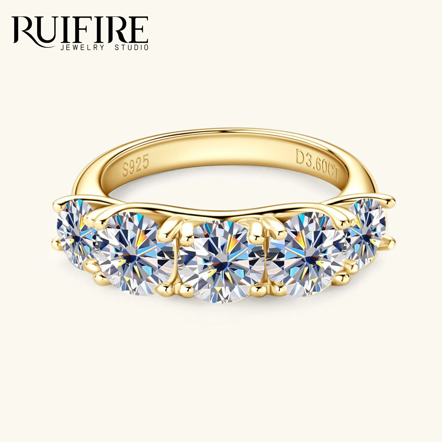 RUIFIRE 14k Gold Plated 3.6CT Moissanite Rings Wedding Band S925 Sterling Silver Jewelry Eternity Ring GRA Certified Daily Wear
RUIFIRE 14k Gold Plated 3.6CT Moissanite Rings Wedding Band S925 Sterling Silver Jewelry Eternity Ring GRA Certified Daily Wear