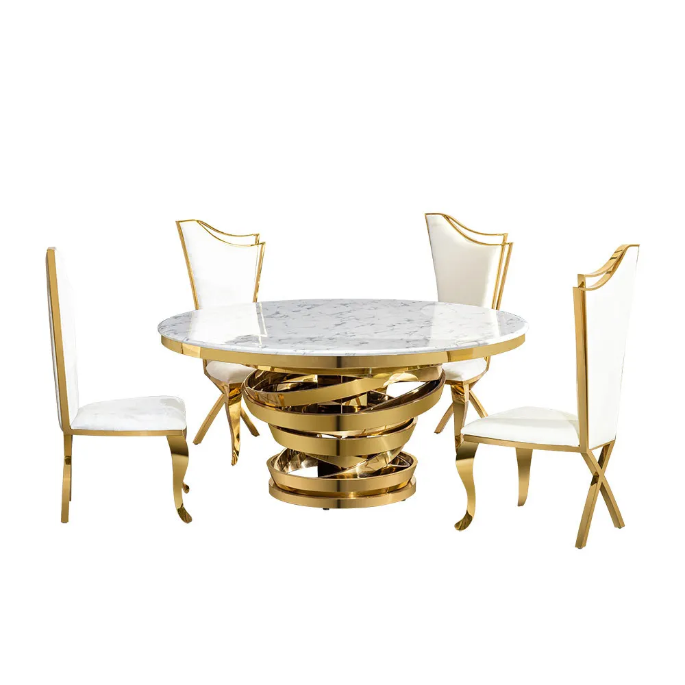 Marble round dining table high-end titanium gold stainless steel round table restaurant round table
Marble round dining table high-end titanium gold stainless steel round table restaurant round table