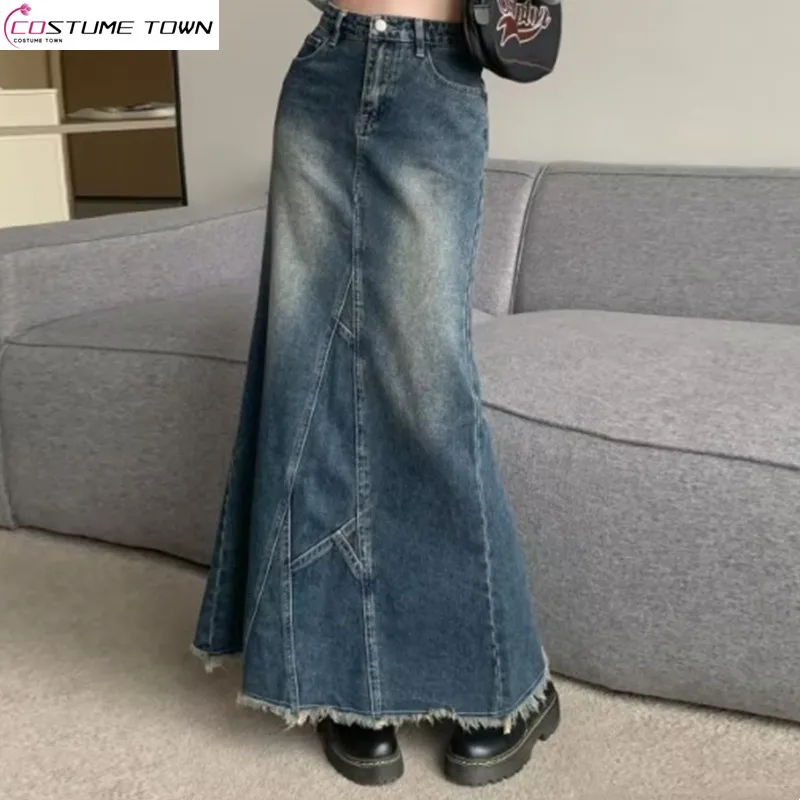 Retro fashion denim midi skirt for women 2025 new summer A-line high waist slim irregular long skirt
Retro fashion denim midi skirt for women 2025 new summer A-line high waist slim irregular long skirt