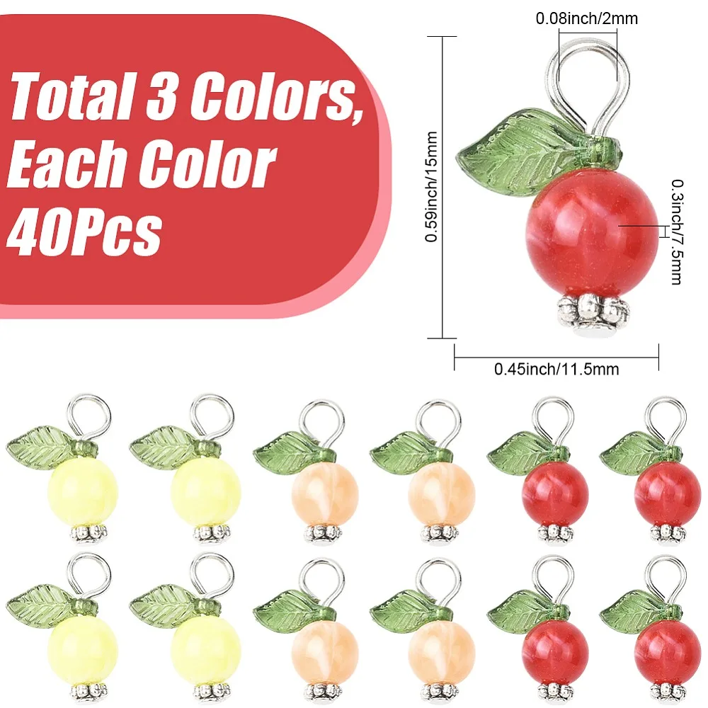 120Pcs 3 Colors Acrylic Pendants with Iron Flat Head Pins Fruit Charms Mixed Color 15x11.5x7.5mm Hole: 2mm 40pcs/color
120Pcs 3 Colors Acrylic Pendants with Iron Flat Head Pins Fruit Charms Mixed Color 15x11.5x7.5mm Hole: 2mm 40pcs/color