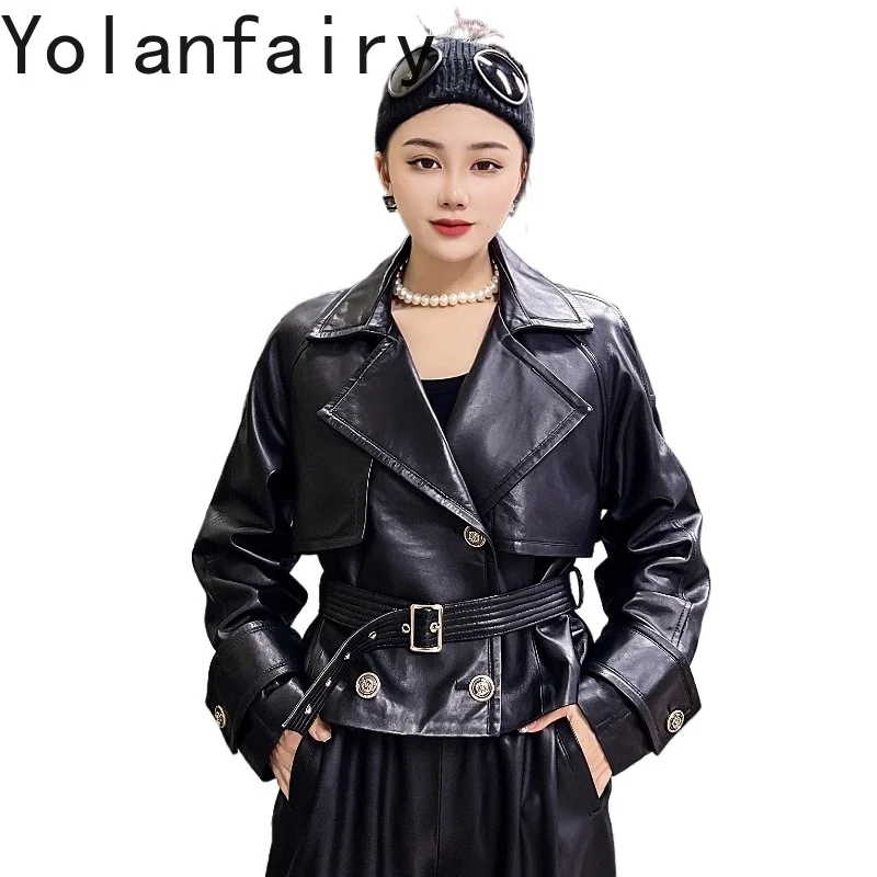 YOLANFAIRY 2026 New Autumn Women Black Genuine Sheepskin Leather Jacket Blazer Collar Slim Fit Short Real Leather Coat Casual
YOLANFAIRY 2026 New Autumn Women Black Genuine Sheepskin Leather Jacket Blazer Collar Slim Fit Short Real Leather Coat Casual