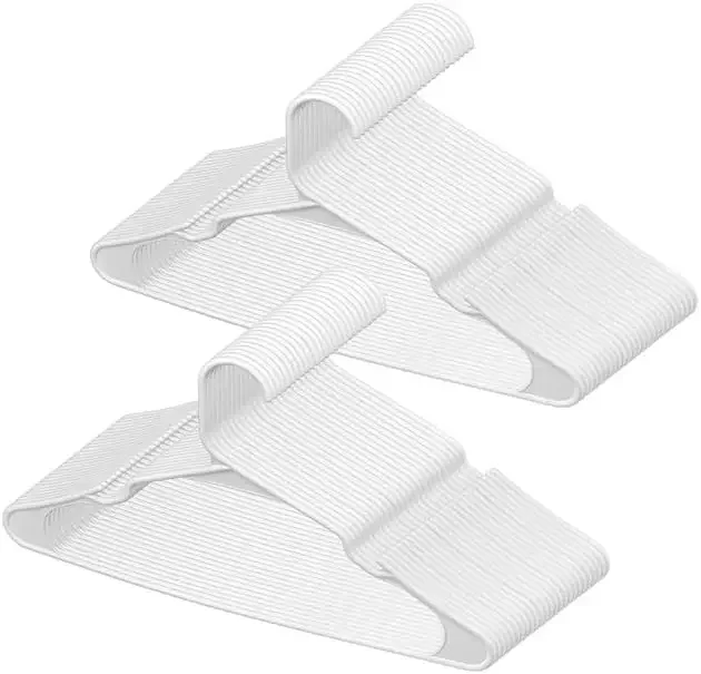 VEVOR Hangers, 0.2 in Ultra-Thin, 50 Pack White Plastic Hangers with Stable Triangular Top Structure & Wider Notch Design
VEVOR Hangers, 0.2 in Ultra-Thin, 50 Pack White Plastic Hangers with Stable Triangular Top Structure & Wider Notch Design