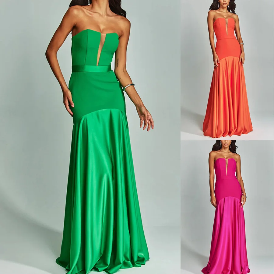 Women Summer Strapless Fashion Maxi Dress, Holiday Sleeveless Patchwork Solid Party Dress, New Backless Sexy Simple Ladies Dress
Women Summer Strapless Fashion Maxi Dress, Holiday Sleeveless Patchwork Solid Party Dress, New Backless Sexy Simple Ladies Dress