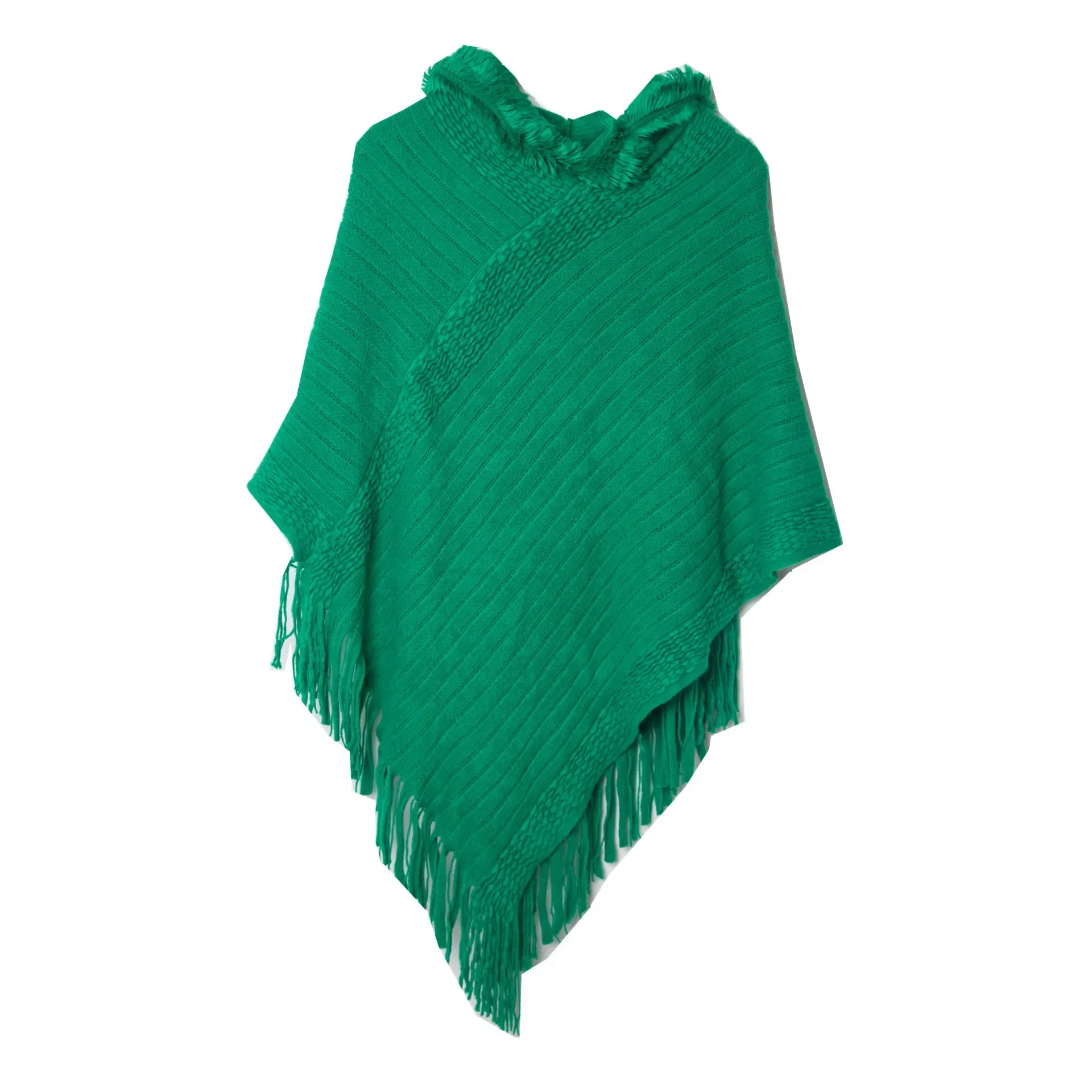 Spring and Autumn New Style Solid Stripe Tassel Hooded Cape Fashion Street Poncho Lady Capes Green Cloaks
Spring and Autumn New Style Solid Stripe Tassel Hooded Cape Fashion Street Poncho Lady Capes Green Cloaks