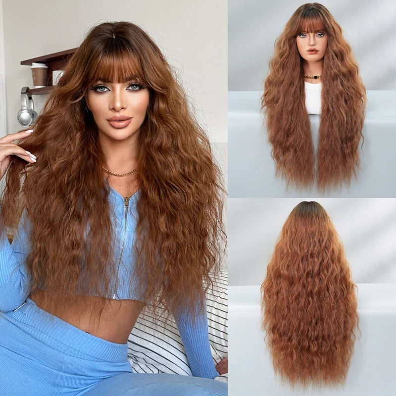 Brown-red extra-long , full head cover, large wavy curls, everyday fluffy rose net, high-quality wig
Brown-red extra-long , full head cover, large wavy curls, everyday fluffy rose net, high-quality wig