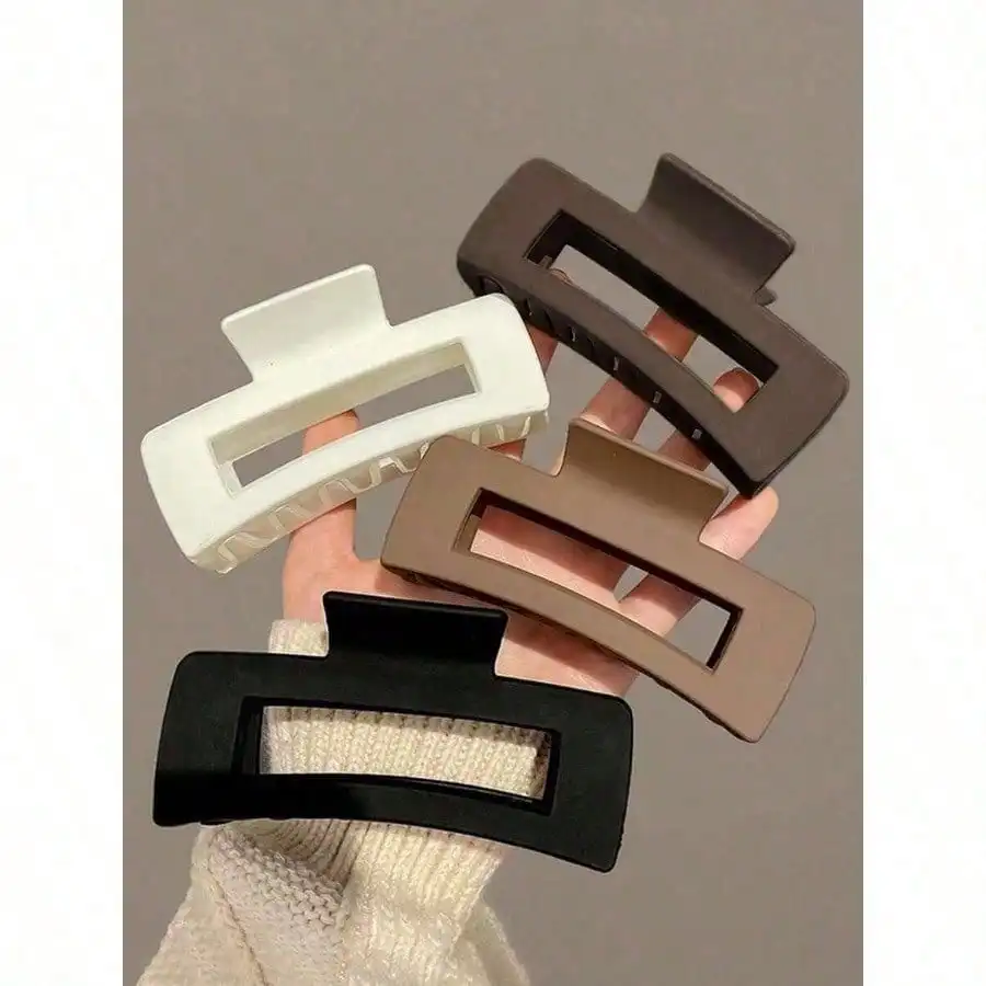 4pcs 11cm Square Plastic Hair Claws in Black/White/Brown. Elegant Minimalist Jaw Clips for Women, Daily, Party & Commute. Versatile Summer Fall Winter Styling Accessories
4pcs 11cm Square Plastic Hair Claws in Black/White/Brown. Elegant Minimalist Jaw Clips for Women, Daily, Party & Commute. Versatile Summer Fall Winter Styling Accessories