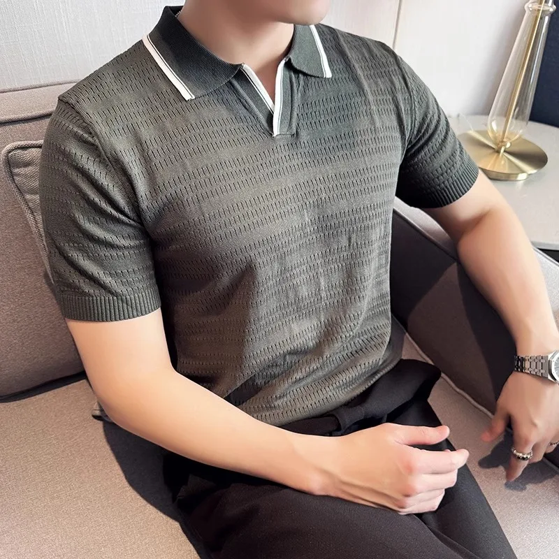 2025 Knitted Summer Men's Polo Shirts Luxury Short Sleeve Solid Color Business Casual Male T-shirts Hollow Out Man Tees
2025 Knitted Summer Men's Polo Shirts Luxury Short Sleeve Solid Color Business Casual Male T-shirts Hollow Out Man Tees