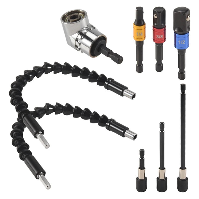 ABRN-Flexible Drill Extension Hex Shank Drill Nut Driver Bit Set, Bendable Drill Bit,Universal Socket Adapter Set
ABRN-Flexible Drill Extension Hex Shank Drill Nut Driver Bit Set, Bendable Drill Bit,Universal Socket Adapter Set