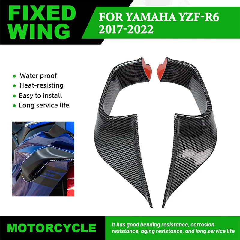 For YAMAHA YZF-R6 YZFR6 2017-2022 Motorcycle Front Aerodynamic Fixed Wing Spoiler Side Winglet Windshield Wing Aileron Fairing 
For YAMAHA YZF-R6 YZFR6 2017-2022 Motorcycle Front Aerodynamic Fixed Wing Spoiler Side Winglet Windshield Wing Aileron Fairing