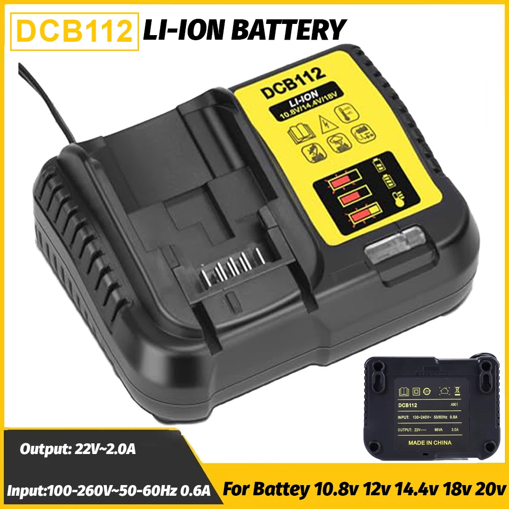 DCB112 Li-ion Battery Charger For DeWalt 10.8V 12V 14.4V 18V 20V 2A Lithium Battery Charger For Electric Tool Battery
DCB112 Li-ion Battery Charger For DeWalt 10.8V 12V 14.4V 18V 20V 2A Lithium Battery Charger For Electric Tool Battery
