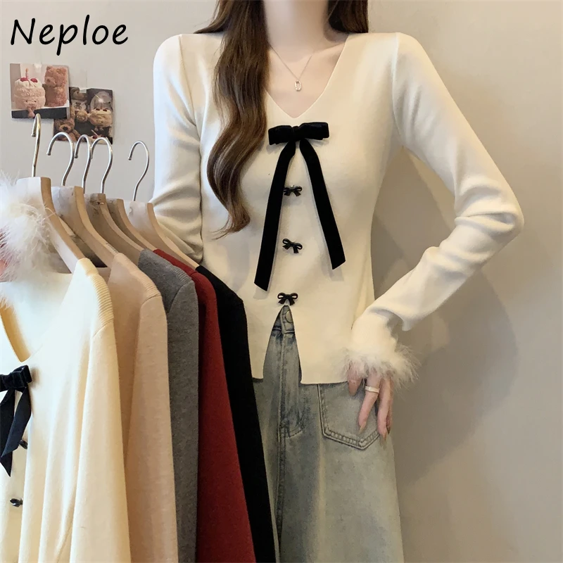 Neploe Korea Chic Y2K Французский стиль Пригородная майка Вязание Элегантный бант с V-образным вырезом Свитера Тонкий меховой вентиляционный низ Литературные топы
Neploe Korea Chic Y2K Французский стиль Пригородная майка Вязание Элегантный бант с V-образным вырезом Свитера Тонкий меховой вентиляционный низ Литературные топы
