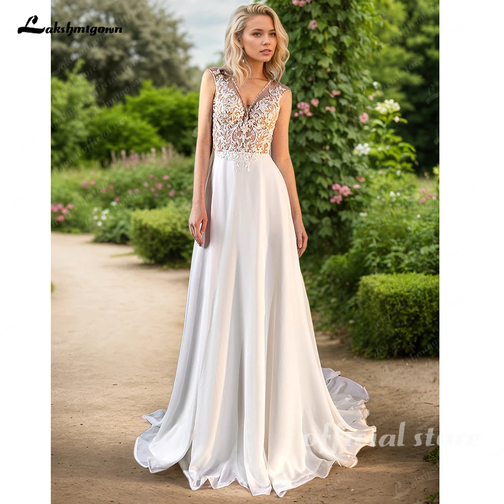 Lakshmigown Sexy Backless Chiffon Wedding Dresses Boho V Shoulder Sleeveless Beach Bridal Dress Customized
Lakshmigown Sexy Backless Chiffon Wedding Dresses Boho V Shoulder Sleeveless Beach Bridal Dress Customized