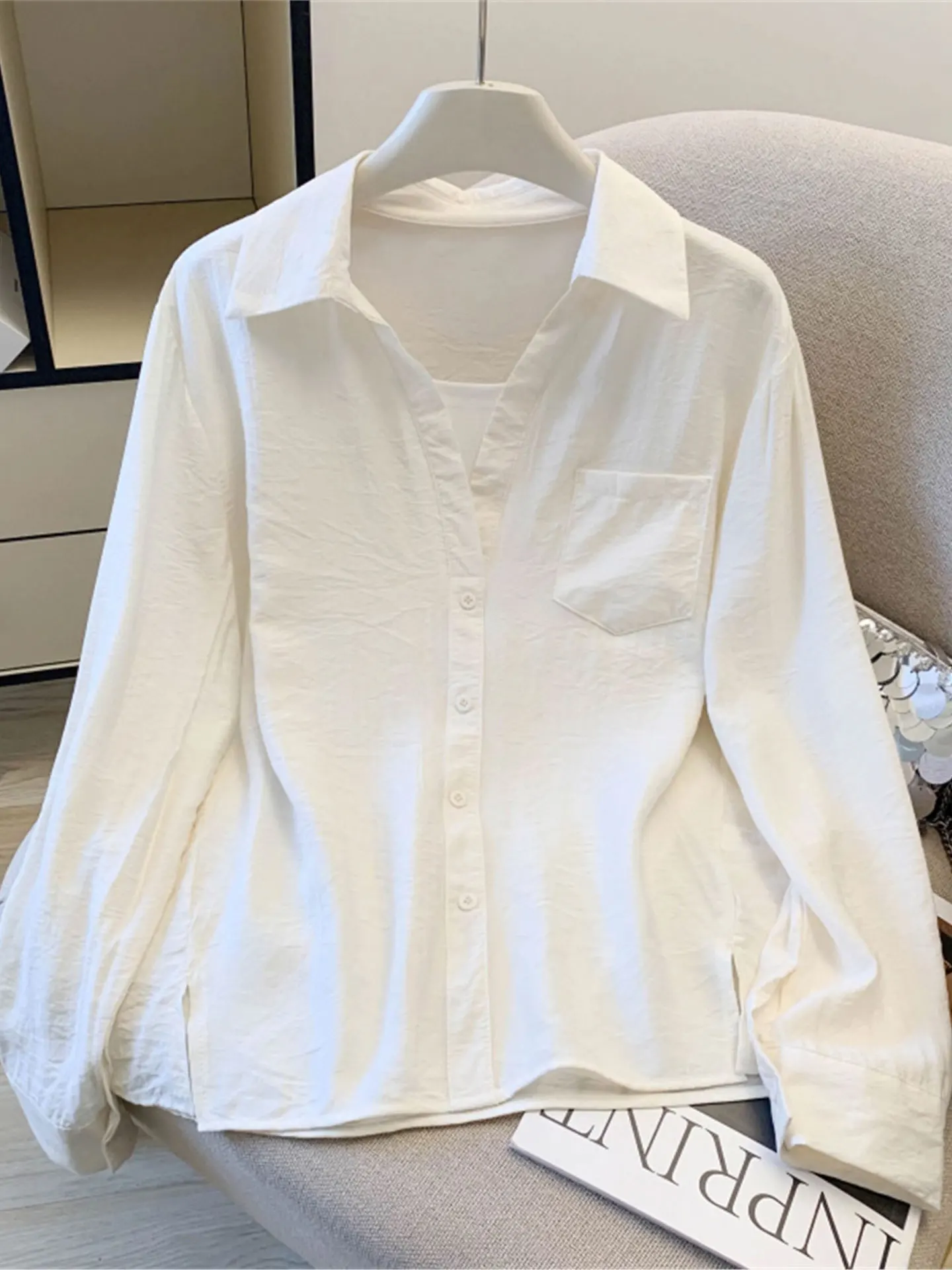 Versatile Long Sve White irt Women's Base Layer Spring 2026 plus Size Flattering Slimming High-End Unique Personali Top
Versatile Long Sve White irt Women's Base Layer Spring 2026 plus Size Flattering Slimming High-End Unique Personali Top