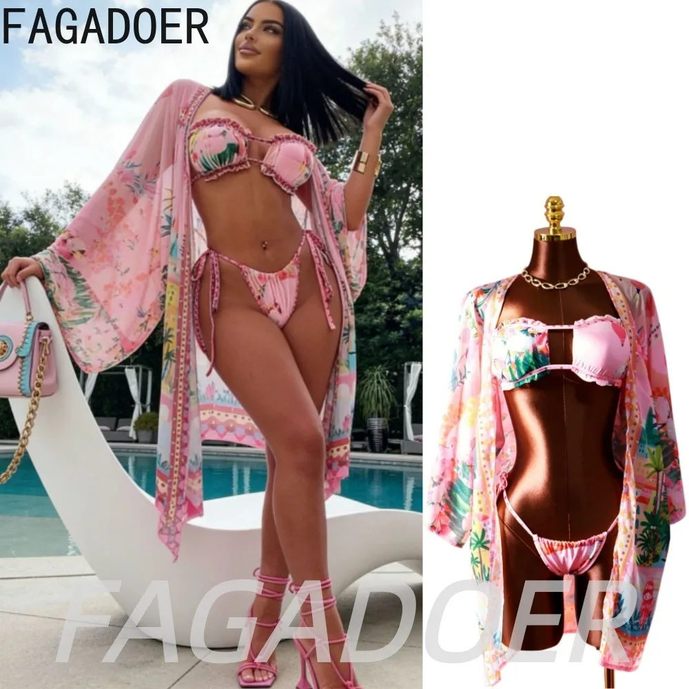 FAGADOER Fashion Plant and Flower Print Three Piece Sets Women's Pink Bikini Beachwear Outfits Summer Casual Holidys Suits New
FAGADOER Fashion Plant and Flower Print Three Piece Sets Women's Pink Bikini Beachwear Outfits Summer Casual Holidys Suits New