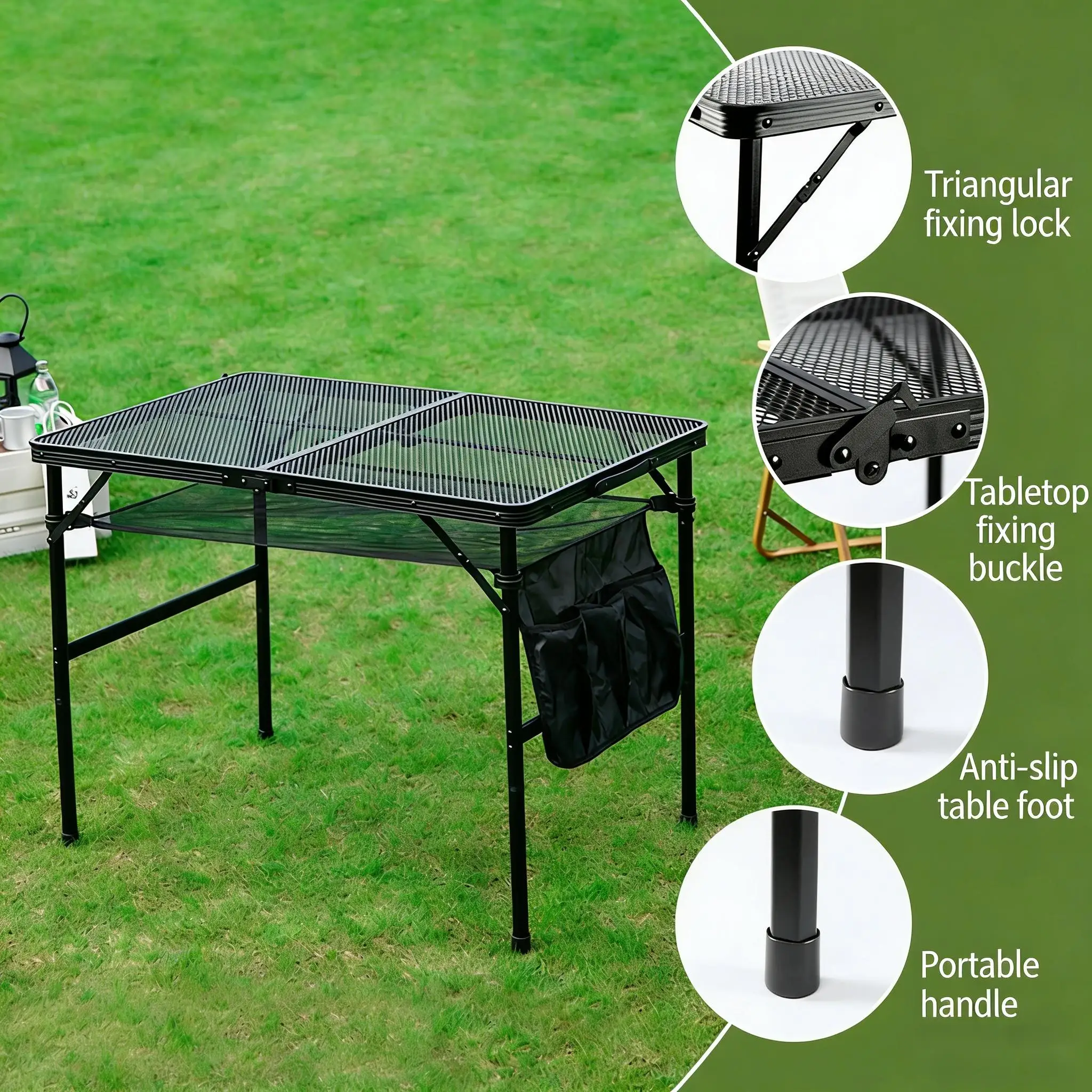 Mesh Surface Breathable Height-Adjustable Lightweight Aluminum Alloy Waterproof Outdoor Folding Table for Beach Camping Dining
Mesh Surface Breathable Height-Adjustable Lightweight Aluminum Alloy Waterproof Outdoor Folding Table for Beach Camping Dining
