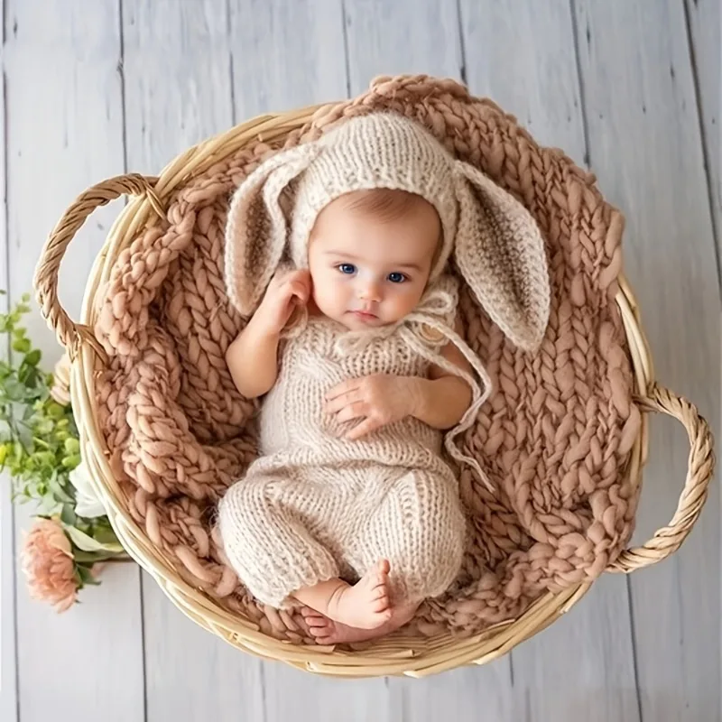 Cute Baby Rabbit Costumes Newborn Photography Outfits Beige Bunny Ears Hat and Romper Pants Infant Girls/boys Photos Props
Cute Baby Rabbit Costumes Newborn Photography Outfits Beige Bunny Ears Hat and Romper Pants Infant Girls/boys Photos Props