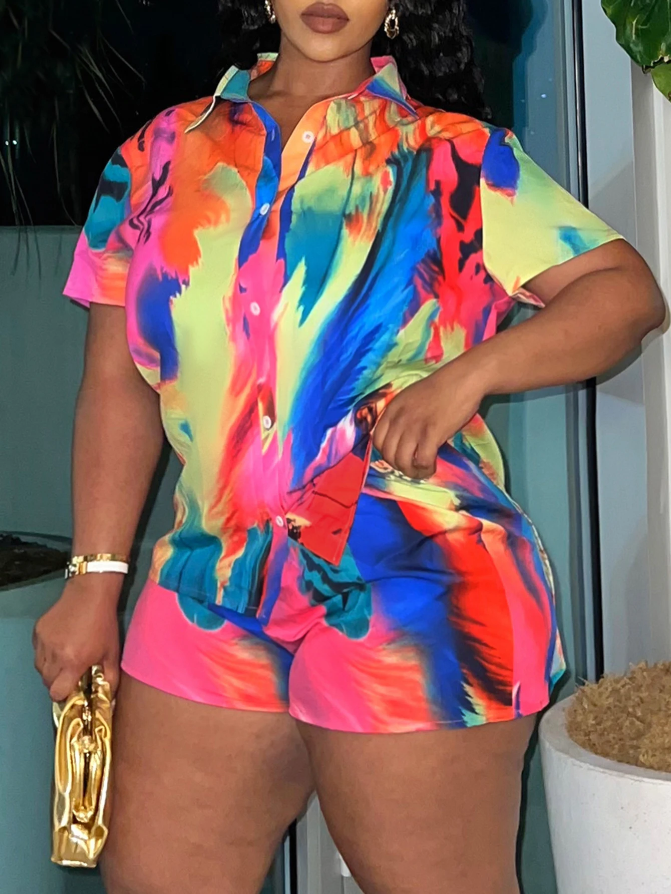 LW BASICS Plus Size shorts sets summer short sleeve T-Shirt Tie Dye top coat + Shorts Set casual women's clothing matching sets
LW BASICS Plus Size shorts sets summer short sleeve T-Shirt Tie Dye top coat + Shorts Set casual women's clothing matching sets