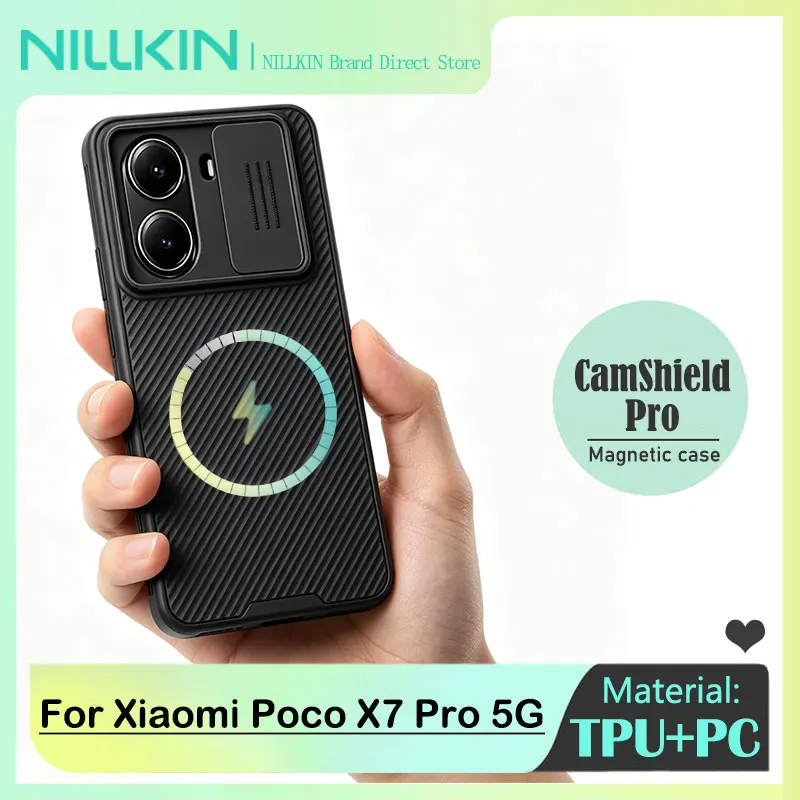 NILLKIN Magnetic Case for Xiaomi Poco X7 Pro, Slide Camera Cover, Privacy Protection, 4-Corner Shockproof Airbag, PC+TPU Shell
NILLKIN Magnetic Case for Xiaomi Poco X7 Pro, Slide Camera Cover, Privacy Protection, 4-Corner Shockproof Airbag, PC+TPU Shell