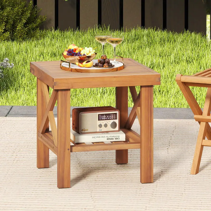 Outdoor Side Table with Storage Shelf for Small Space
Outdoor Side Table with Storage Shelf for Small Space