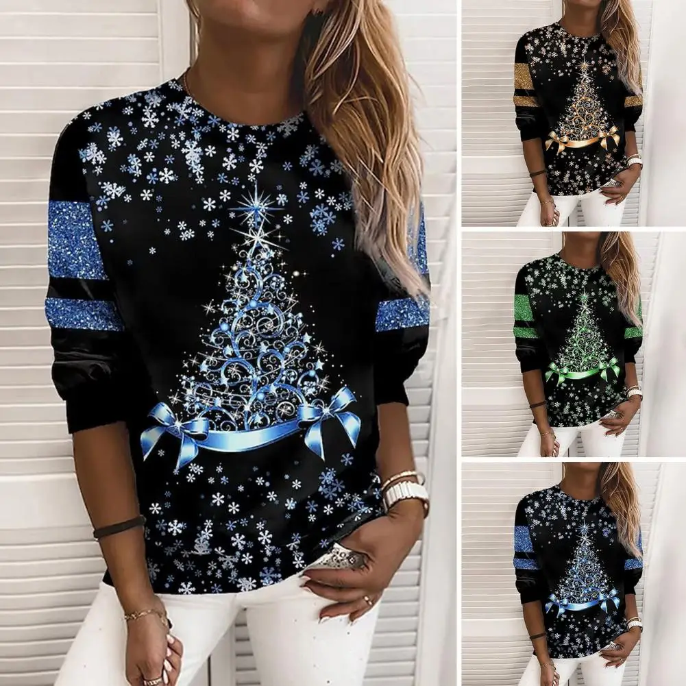 Long Sleeve Top Festive Snowflake Sequin Top Shimmering Christmas Party Shirt for Women with Colorful Round Neck Loose Fit Loose
Long Sleeve Top Festive Snowflake Sequin Top Shimmering Christmas Party Shirt for Women with Colorful Round Neck Loose Fit Loose