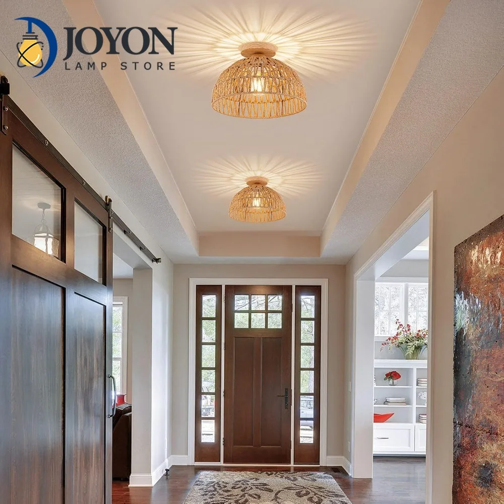 Boho Rattan Ceiling Light Natural Woven Lampshade Flush Mount Ceiling Light Hand-Woven Chandelier Lamp for Hallway Home Decor
Boho Rattan Ceiling Light Natural Woven Lampshade Flush Mount Ceiling Light Hand-Woven Chandelier Lamp for Hallway Home Decor