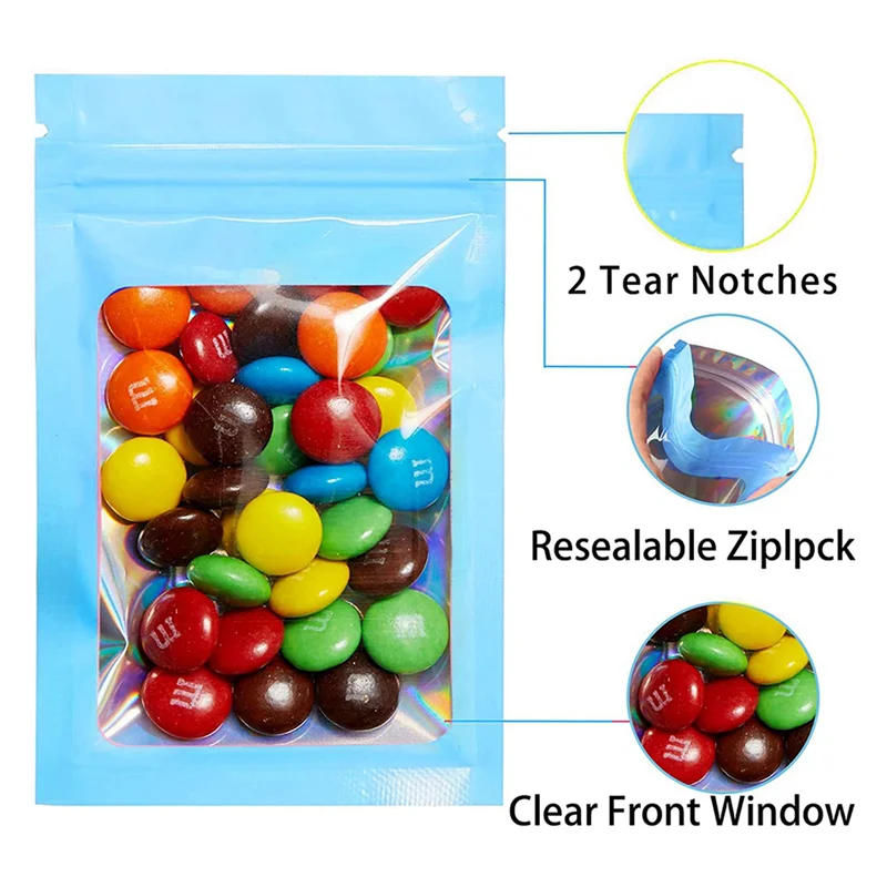EDT-300Pcs Resealable Holographic Bags, Smell Proof Mylar Pouch With Clear Window For Food Storage Party Favor Business
EDT-300Pcs Resealable Holographic Bags, Smell Proof Mylar Pouch With Clear Window For Food Storage Party Favor Business