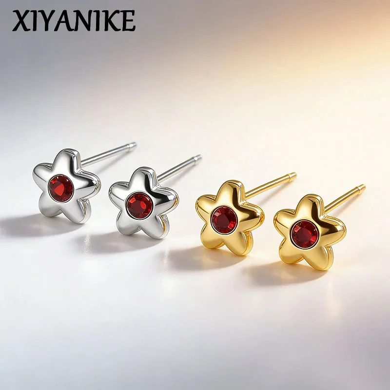 XIYANIKE Summer Sweet Red Zircon Flower Stud Earrings For Women Beach Fashion New Jewelry Gift серьги женские
XIYANIKE Summer Sweet Red Zircon Flower Stud Earrings For Women Beach Fashion New Jewelry Gift серьги женские
