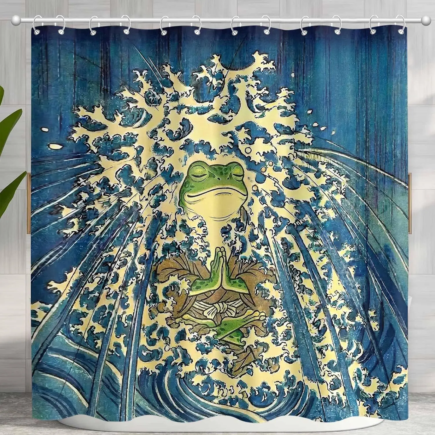 Zen Frog Meditating in Great Wave Shower Curtain Set, Water-Repellent Bathroom Decor with Plastic Hooks, Japanese Ukiyo-e Style
Zen Frog Meditating in Great Wave Shower Curtain Set, Water-Repellent Bathroom Decor with Plastic Hooks, Japanese Ukiyo-e Style