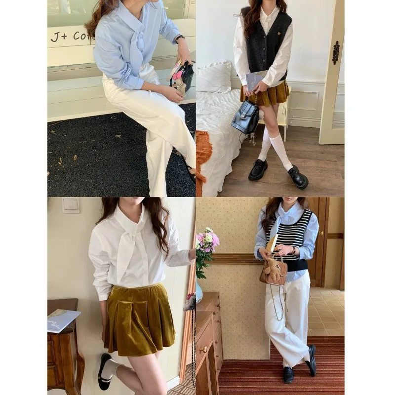 Early Spring New Irregular Ribbon Lapel Design Long Sleeved Shirt
Early Spring New Irregular Ribbon Lapel Design Long Sleeved Shirt