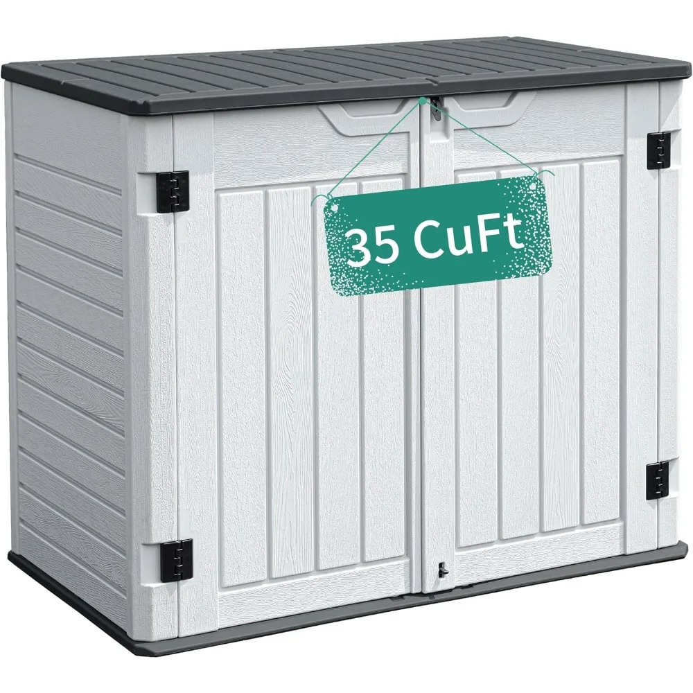 Outdoor Horizontal Storage Sheds w/o Shelf, 35 Cu Ft Lockable Resin Waterproof Shed, Ideal for Garden Tools, Easy to Assemble,
Outdoor Horizontal Storage Sheds w/o Shelf, 35 Cu Ft Lockable Resin Waterproof Shed, Ideal for Garden Tools, Easy to Assemble,