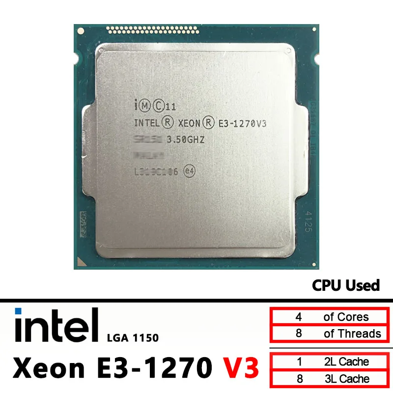 Intel Xeon E3 1270V3 Used E3 1270 v3 3.5 GHz 4C/8T L2=1M L3=8M 80W CPU processor LGA 1150
Intel Xeon E3 1270V3 Used E3 1270 v3 3.5 GHz 4C/8T L2=1M L3=8M 80W CPU processor LGA 1150