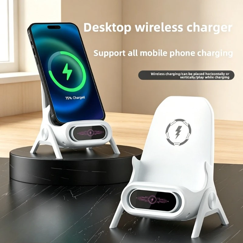 Wireless Phone Charger Compatible with All Brands Featuring A Desktop Stand Speakerphone and Automatic Detection
Wireless Phone Charger Compatible with All Brands Featuring A Desktop Stand Speakerphone and Automatic Detection