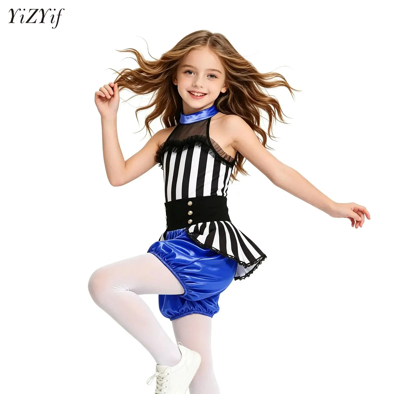 Kids Girls Gymnastic Leotard Ballet Dance Costume Sleeveless Striped Jumpsuit Tulle Skirted Bodysuit Ballerina Performance Dress
Kids Girls Gymnastic Leotard Ballet Dance Costume Sleeveless Striped Jumpsuit Tulle Skirted Bodysuit Ballerina Performance Dress