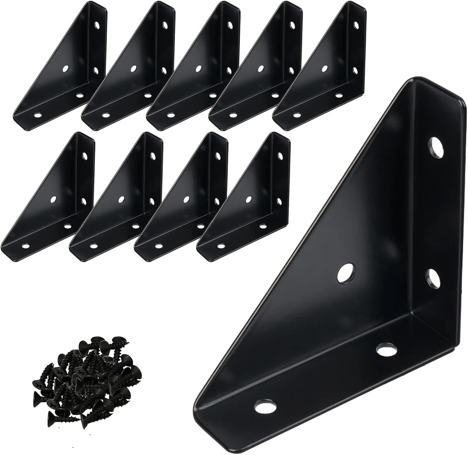 10 Pack Solid Steel Corner Brace for Wood Furniture, 2-9/16" Triangle L Bracket with Screws for Bookshelf Table Desk Bed Frame
10 Pack Solid Steel Corner Brace for Wood Furniture, 2-9/16" Triangle L Bracket with Screws for Bookshelf Table Desk Bed Frame