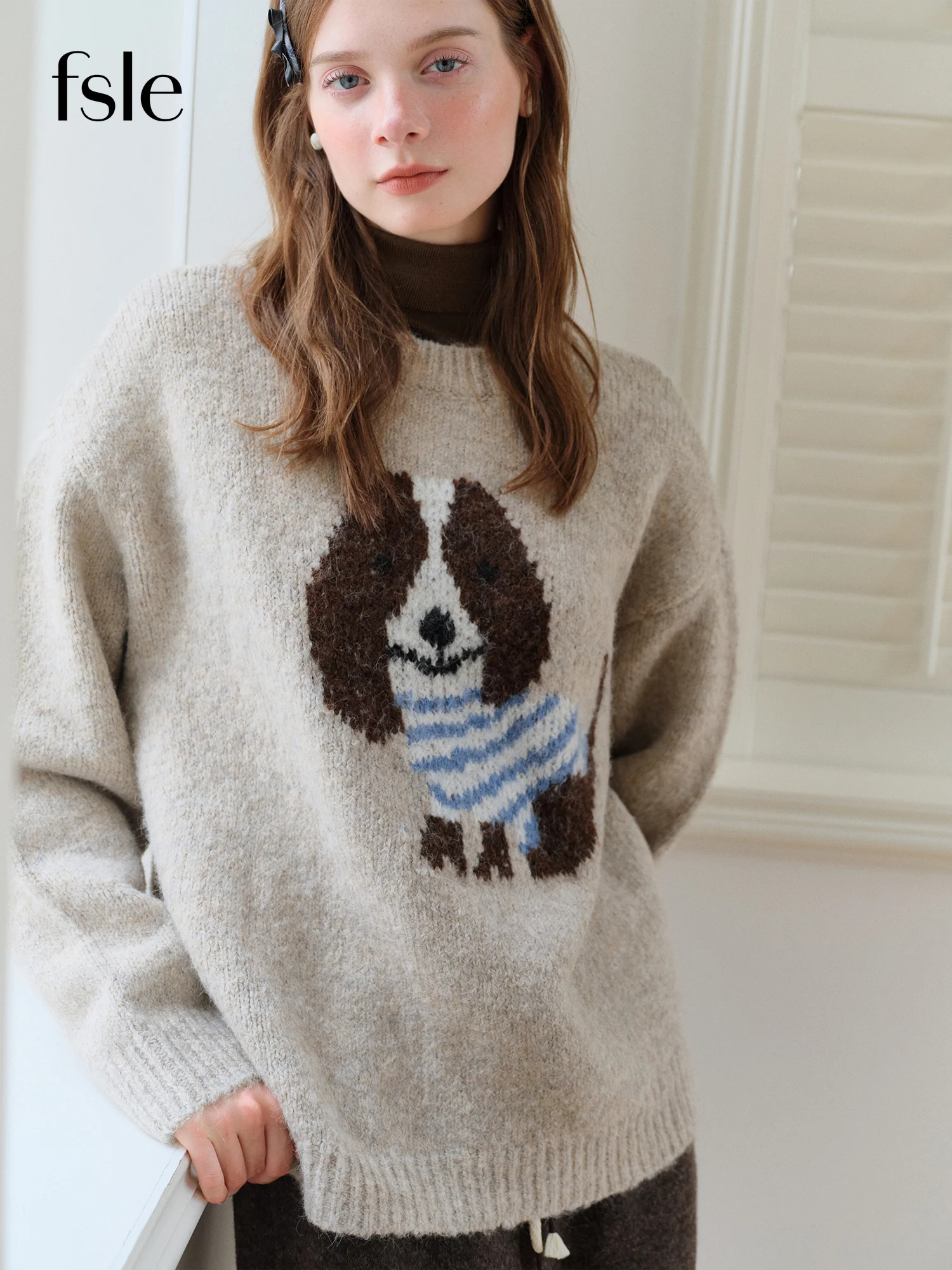 FSLE Round Neck Wool Cartoon Puppy Pattern Knitted Sweater Top for Women New Winter 2025 Style Age-reducing Leisure
FSLE Round Neck Wool Cartoon Puppy Pattern Knitted Sweater Top for Women New Winter 2025 Style Age-reducing Leisure