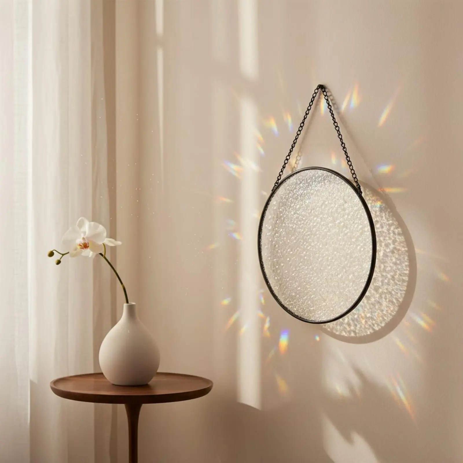 Glass Sun Catcher Light-Catching Round Hanging Sun Catcher Textured Glass Suncatcher Decorative Round Window Hanging
Glass Sun Catcher Light-Catching Round Hanging Sun Catcher Textured Glass Suncatcher Decorative Round Window Hanging