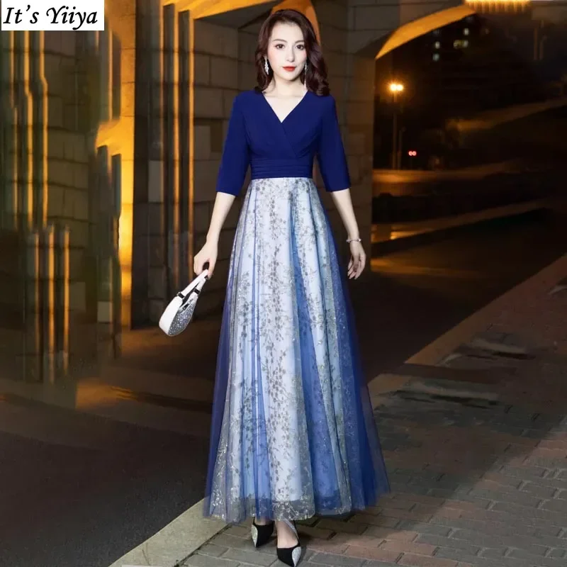 It's Yiiya Customized Evening Dress Blue V-neck Half Sleeves Floor-Length A-Line Zipper Plus size Woman Formal Party Gown A2374
It's Yiiya Customized Evening Dress Blue V-neck Half Sleeves Floor-Length A-Line Zipper Plus size Woman Formal Party Gown A2374