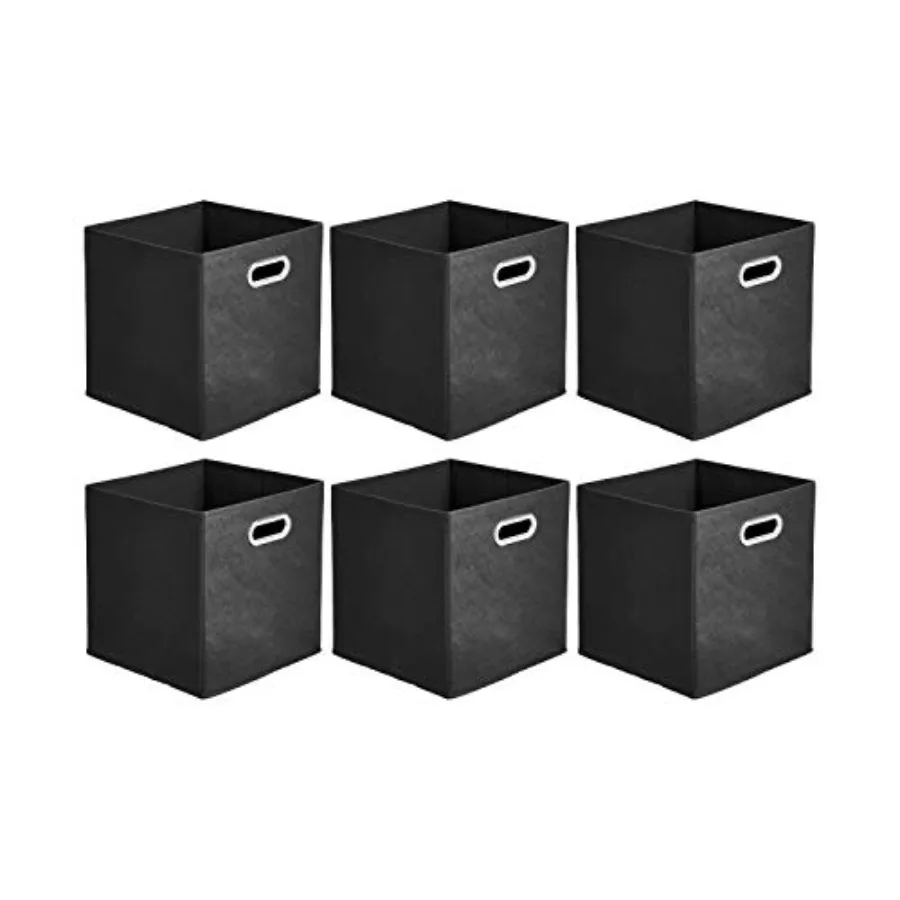Collapsible Cube Storage Bins Space-Saving Organizing Fabric Bins with Handles 10.5" x 10.5" x 11" Black 6-Pack
Collapsible Cube Storage Bins Space-Saving Organizing Fabric Bins with Handles 10.5" x 10.5" x 11" Black 6-Pack