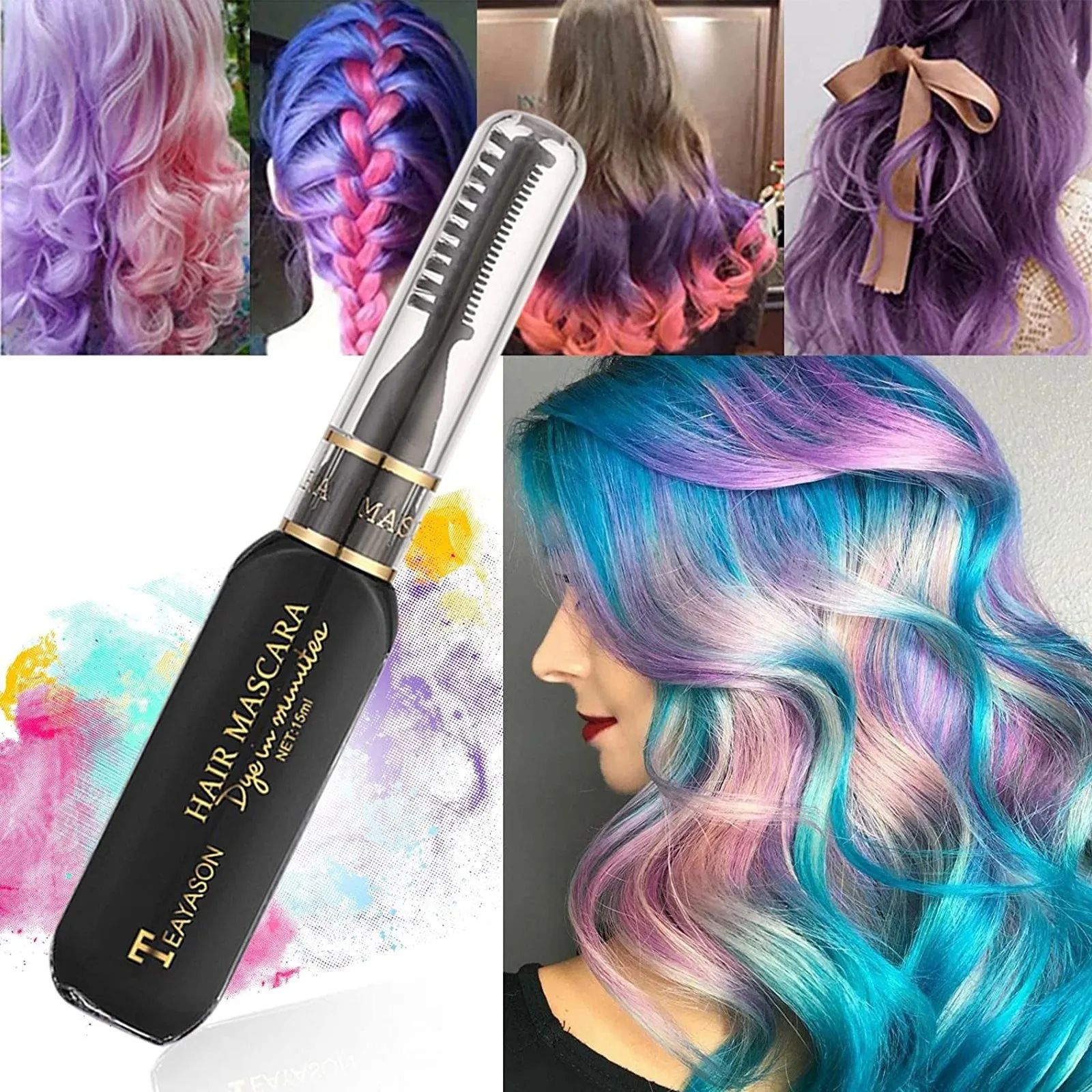 13 Colors Temporary Hair Mascara Instantly Hair Color D-Ye Great Gift For Girls Women Temporary Hair Color Chalk 15ml
13 Colors Temporary Hair Mascara Instantly Hair Color D-Ye Great Gift For Girls Women Temporary Hair Color Chalk 15ml