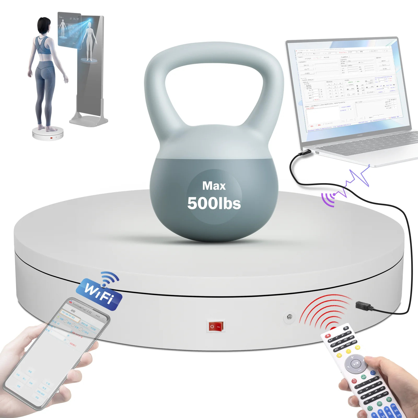 MT500RUWL Programmable Turntable with USB and Wi-Fi Connection Mobile App Control Supports Origin Memory and Multi Step Rotation
MT500RUWL Programmable Turntable with USB and Wi-Fi Connection Mobile App Control Supports Origin Memory and Multi Step Rotation