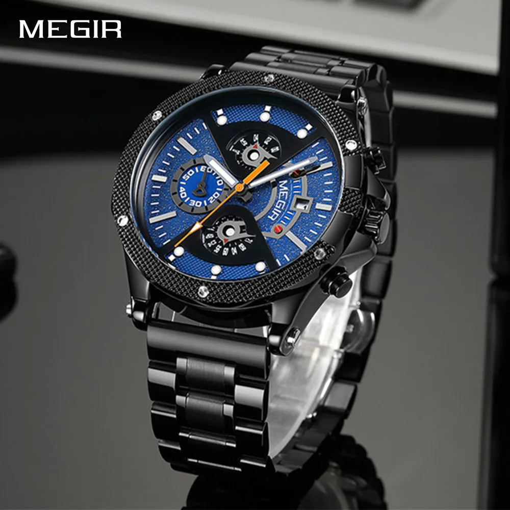 MEGIR Men's Watches Chronograph Fashion Quartz Casual Wristwatch Clock Waterproof Calendar Stainless Steel Bracelet Reloj Hombre
MEGIR Men's Watches Chronograph Fashion Quartz Casual Wristwatch Clock Waterproof Calendar Stainless Steel Bracelet Reloj Hombre