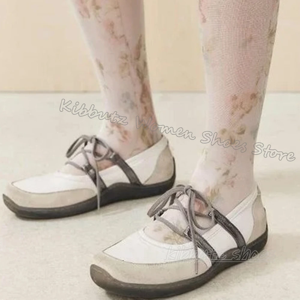 Ballet Pumps Leather Square Toe Flat with Cross Strap Lace-Up Mixed Color Fashion Novelty Sweet Women Party Dress Shoes Newest
Ballet Pumps Leather Square Toe Flat with Cross Strap Lace-Up Mixed Color Fashion Novelty Sweet Women Party Dress Shoes Newest
