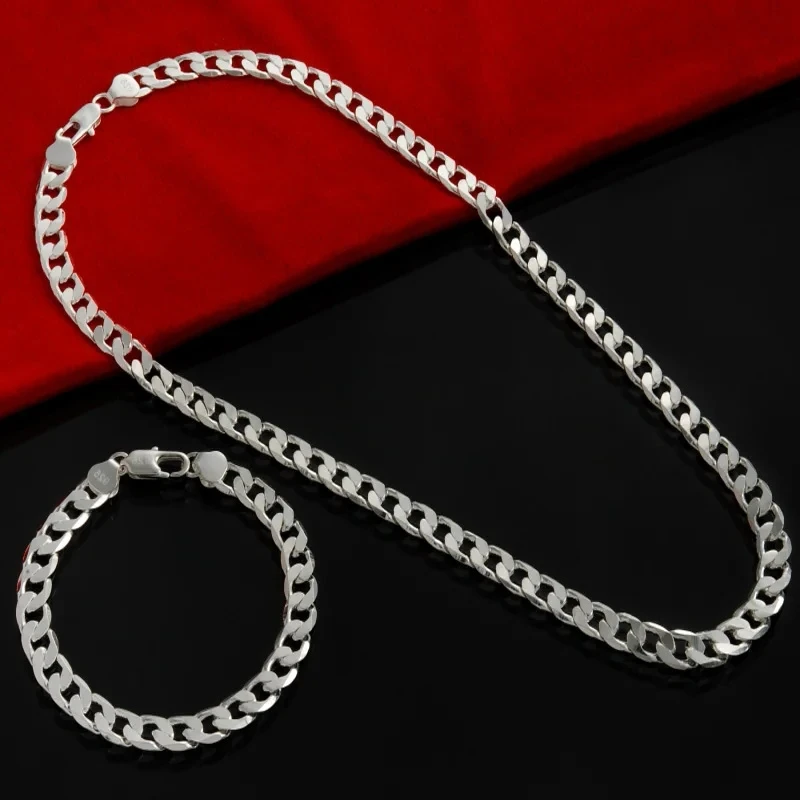 Fine 925 Sterling Silver 4/6MM Geometry Chain Bracelets Necklaces for Women Man Fashion Designer Party Wedding Jewelry Sets Gift
Fine 925 Sterling Silver 4/6MM Geometry Chain Bracelets Necklaces for Women Man Fashion Designer Party Wedding Jewelry Sets Gift