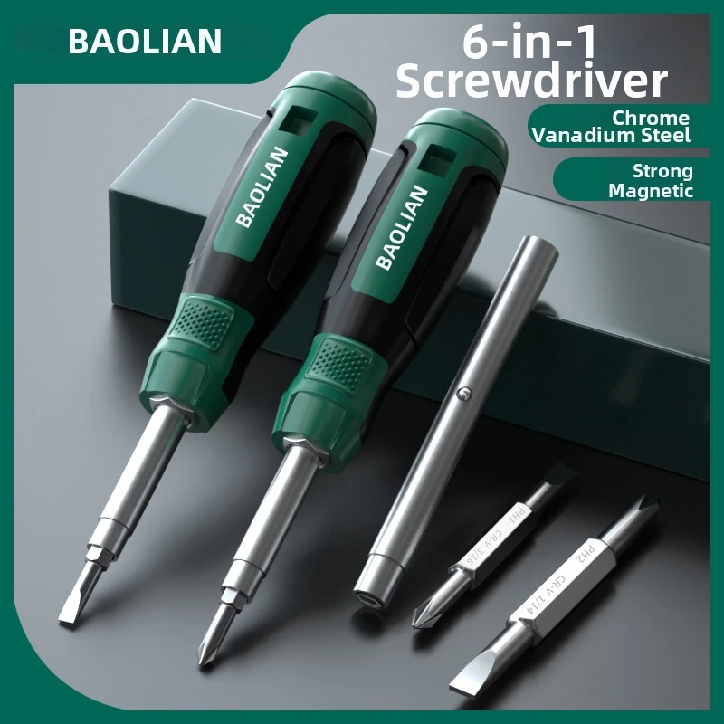 6 in 1 Multifunction Screwdriver Set Phillips Flathead Socket Bit Driver Kit Portable Interchangeable Head Repair Tool for Home
6 in 1 Multifunction Screwdriver Set Phillips Flathead Socket Bit Driver Kit Portable Interchangeable Head Repair Tool for Home