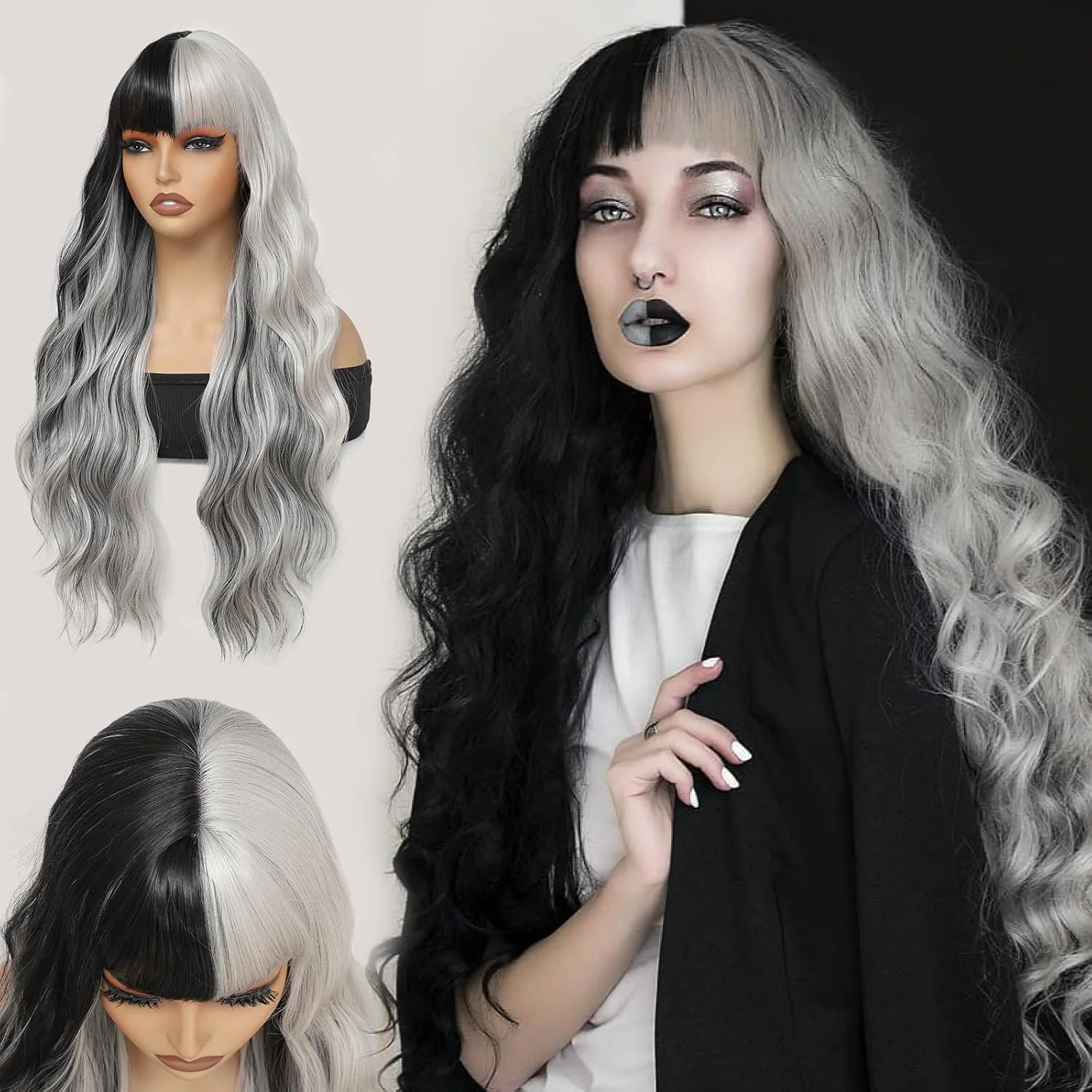 Black and White Spotted Large Wave Long Curly Hair Synthetic Wig | Daily Holiday Party Party Halloween Matching Wig Headgear
Black and White Spotted Large Wave Long Curly Hair Synthetic Wig | Daily Holiday Party Party Halloween Matching Wig Headgear