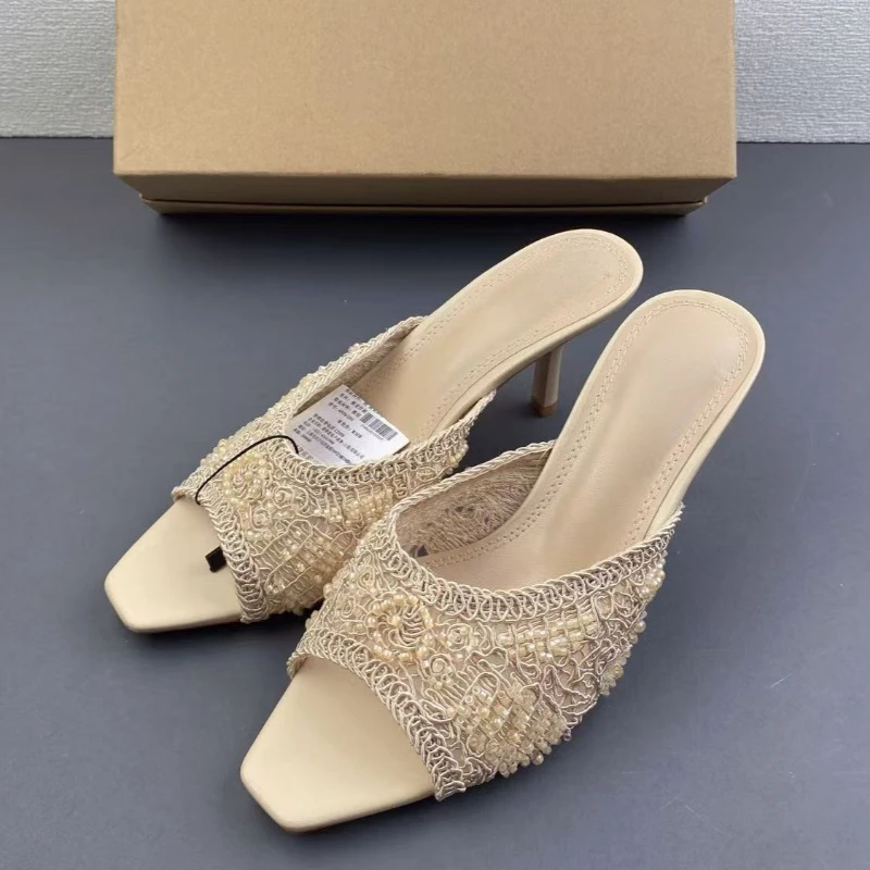 2026 Summer Sandals Weave Pearl Mule Heels for Women Nude Square Toe High Heel Sandal Elegant Backless Fashion Stiletto Footwear
2026 Summer Sandals Weave Pearl Mule Heels for Women Nude Square Toe High Heel Sandal Elegant Backless Fashion Stiletto Footwear