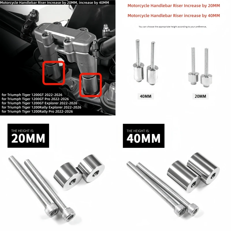 Motorcycle Handlebar Riser promote 40mm handlebar height code Vertical clamp pipe height enhancer For Triumph Tiger 1200 GT pro
Motorcycle Handlebar Riser promote 40mm handlebar height code Vertical clamp pipe height enhancer For Triumph Tiger 1200 GT pro
